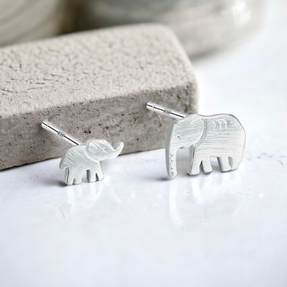 NEW sterling silver mom baby elephant animal stud earrings jewelry B16A - Picture 5 of 8